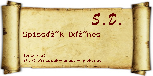 Spissák Dénes névjegykártya